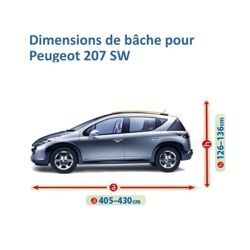 BACHE VOITURE DE PROTECTION POUR Peugeot 207 TOUS TEMPS
