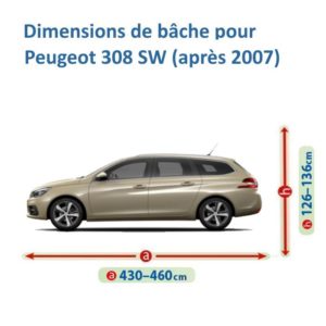 bâche pour peugeot 308 SW dimensions